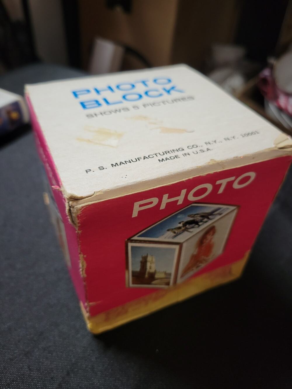 PHOTO CUBE 6 SIDED CLEAR ACRYLIC PLASTIC 3-3/4" SIDES VINTAGE 1970'S